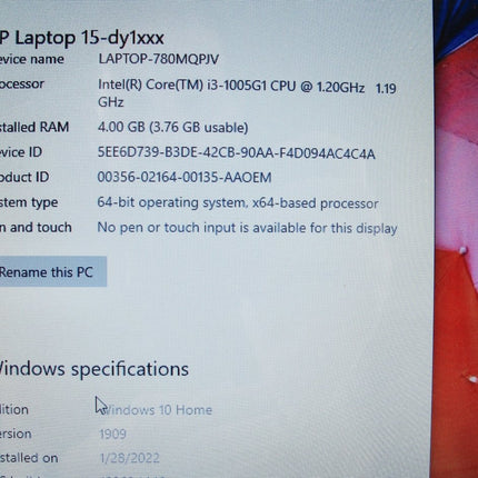 HP 15dy1024wm i3 - 1005G1 1.2GHz 4GB Win 10 Hom3 128GB Laptop - ZeereeZ