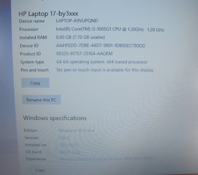 HP 17 - BY3063ST 17.3" Intel i3 - 1005G1 8GB 128GB SSD DVDRW Laptop Computer - ZeereeZ