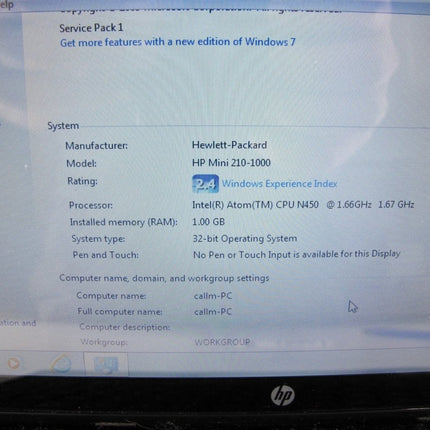 HP Mini 210 - 1000 Intel Atom 1.67Ghz 1GB Windows 7 Laptop Netbook Notebook Computer - ZeereeZ