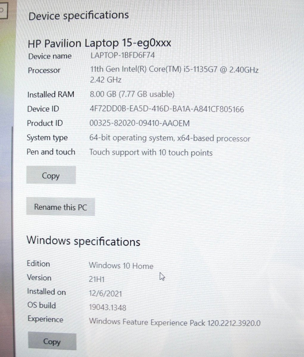 HP Pavilion 15 - eg0050wm Laptop Core i5 - 1135G7 512GB SSD 15.6" FHD Touch - ZeereeZ