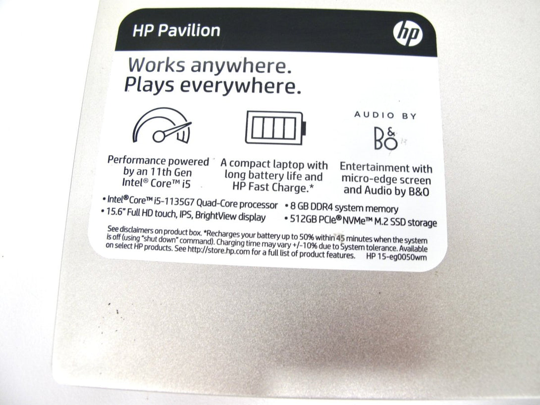 HP Pavilion 15 - eg0050wm Laptop Core i5 - 1135G7 512GB SSD 15.6" FHD Touch - ZeereeZ