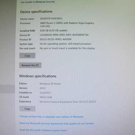 HP Pavilion Ryzen 5 3.60GHz 8GB 1TB Win 10 Home Desktop Gaming PC - ZeereeZ