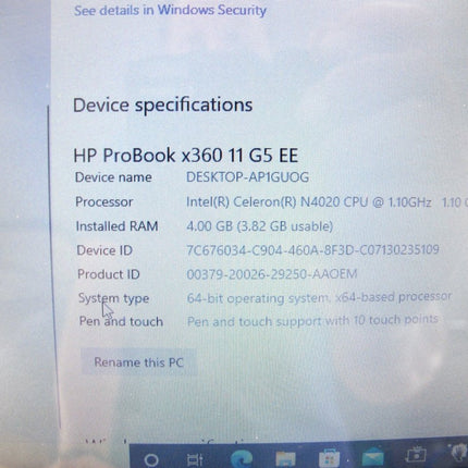 HP ProBook x360 11 G5 EE 1.10GHz 4GB 64GB Touch Notebook/Tablet Computer - ZeereeZ