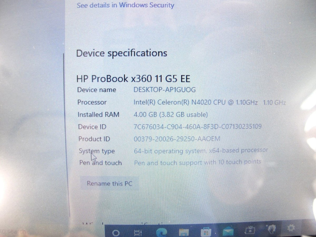 HP ProBook x360 11 G5 EE 1.10GHz 4GB 64GB Touch Notebook/Tablet Computer - ZeereeZ