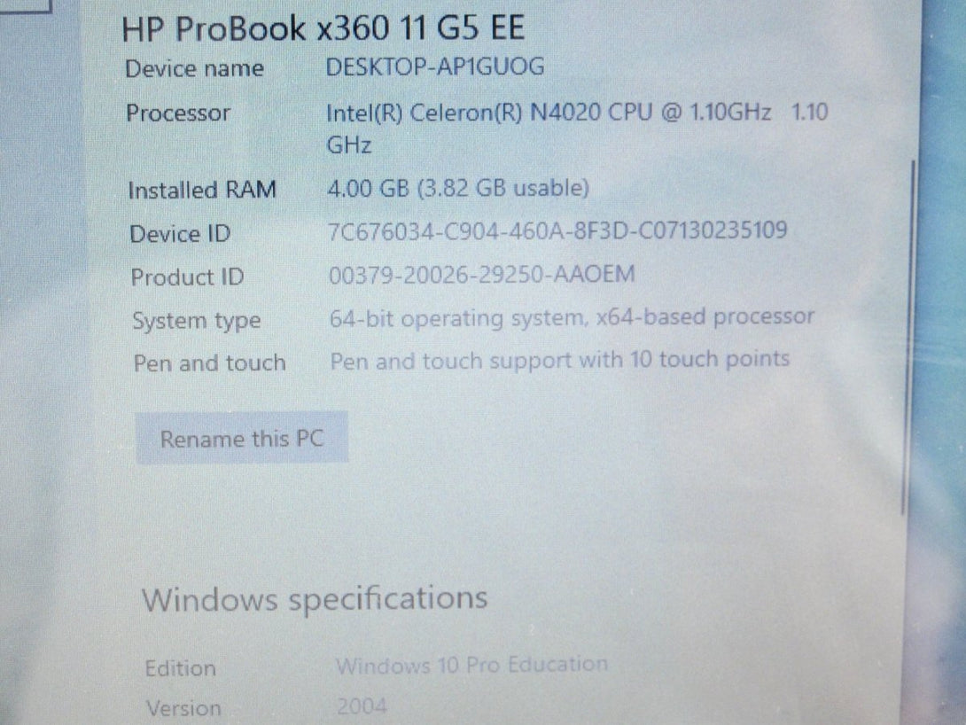 HP ProBook x360 1.10GHz 128GB 4GB Windows 10 Pro Convertible Touch Notebook - ZeereeZ