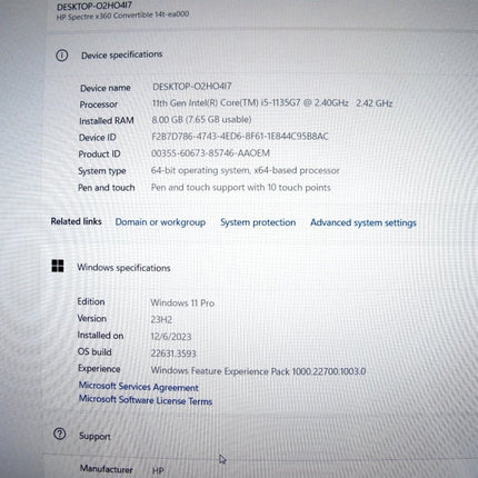 HP SPECTRE x360 14t - ea000 Intel i5 - 1135G7 2.4GHz 8GB RAM 256GB SSD Touch Laptop - ZeereeZ