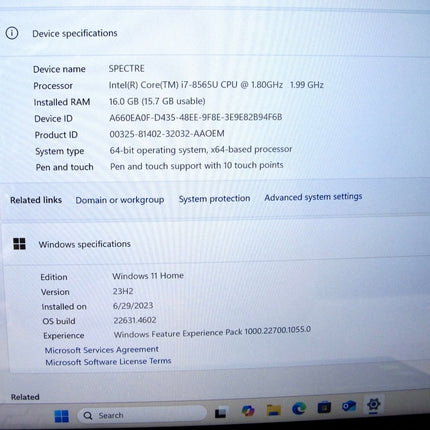 HP Spectre X360 15 - df0033dx 1.8 i7 8565u 16GB 512GB SSD MX150 Win11 Touch Laptop - ZeereeZ