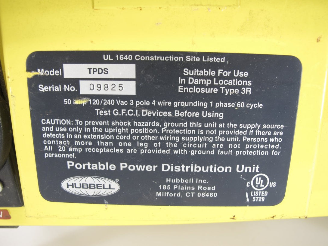 HUBBEL TPDS Temporary Power Distribution Center Spider Gang Box 125/250V 50A - ZeereeZ