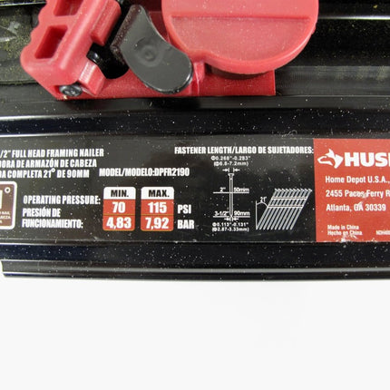 Husky DPFR2190 21 - Degree 3 - 1/2 in. Full Round Head Pneumatic Framing Nailer - ZeereeZ