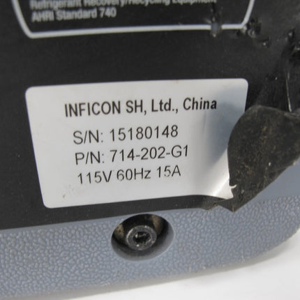 Inficon 714 - 202 - G1 120V 1HP Vortex Dual HVAC Refrigerant Recovery Machine - ZeereeZ