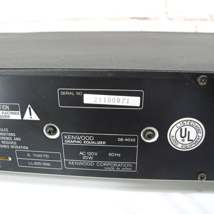 Kenwood GE - 4030 7 Band Stereo Graphic Equalizer & Spectrum Analyzer EQ - ZeereeZ
