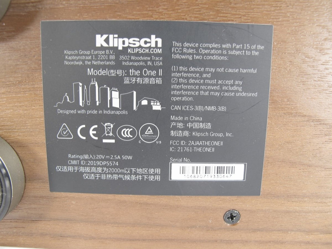 Klipsch Heritage Wireless The One II Tabletop Bluetooth Stereo Speaker Walnut - ZeereeZ