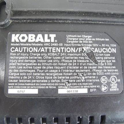Kobalt KRC 2490 - 03 24V Max 24 Volt Power Tool Battery Charger Lithium Ion Li - Ion - ZeereeZ