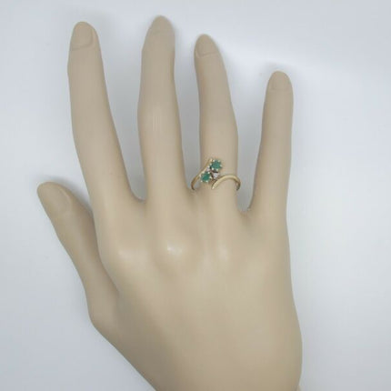 Ladies 10k Yellow Gold Natural Emerald Ring w/ Diamond Accents - ZeereeZ