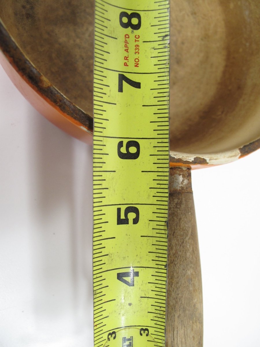 Le Creuset 20cm Vintage Orange Cast Iron Enamel Wooden Handle Saucepan - ZeereeZ