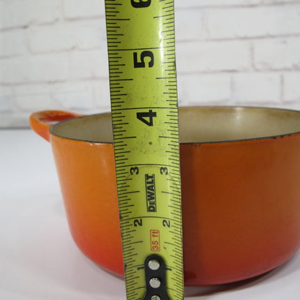 Le Creuset B Flame Orange Enameled Cast Iron Pot Round Dutch Oven 2 Quart France - ZeereeZ