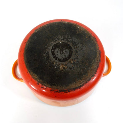 Le Creuset B Flame Orange Enameled Cast Iron Pot Round Dutch Oven 2 Quart France - ZeereeZ