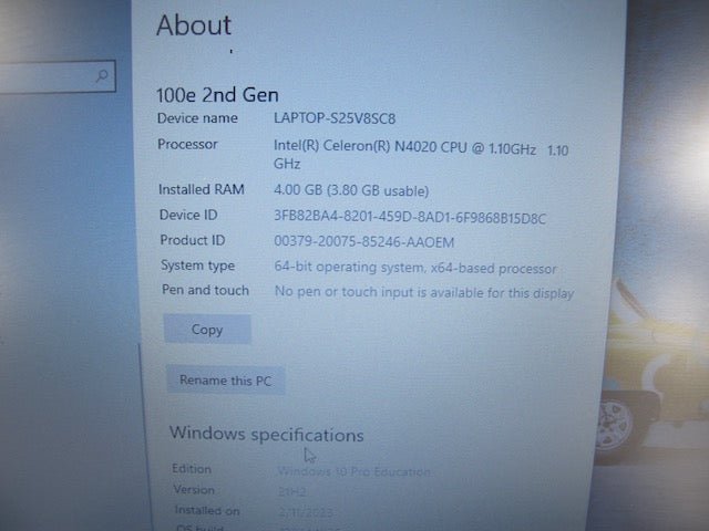 Lenovo 100e 2nd Gen 11.6" HD Celeron N4020 4GB 64GB SSD Webcam Win 10 - ZeereeZ