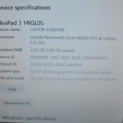 Lenovo Ideapad 3 1.10GHz 4GB RAM 128GB SSD 14" Laptop Notebook Computer - ZeereeZ