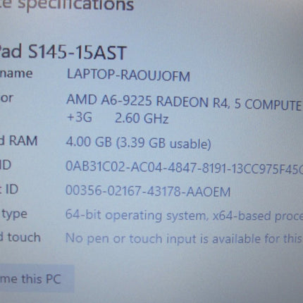 Lenovo IdeaPad S145 AMD 2.60GHz 1TB HDD 4GB 15.6" Win 10 Home Notebook Computer - ZeereeZ