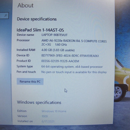Lenovo IdeaPad Slim 1 - 14AST - 05 14" AMD A6 - 9220e 4GB 64GB eMMC Windows 10 Laptop - ZeereeZ