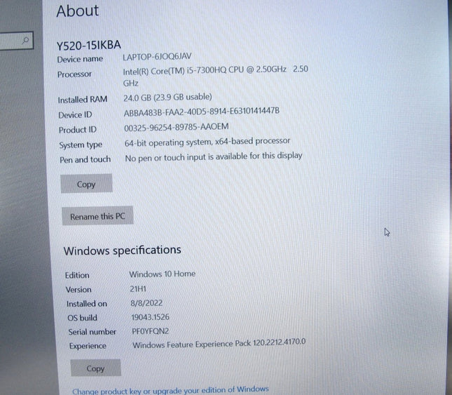 Lenovo Legion Y520 i5 - 7300HQ 2.50GHz 24GB RAM 256 SSD Laptop Computer - ZeereeZ