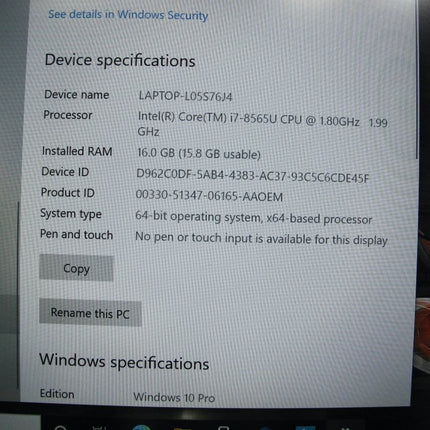 Lenovo P43s 14" Touch 1.80GHz 16GB RAM 512GB SSD Win 10 Pro SD Notebook Computer - ZeereeZ