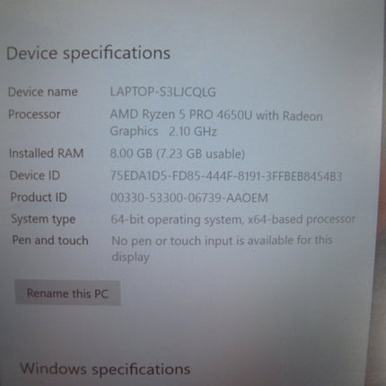 Lenovo Thinkpad T14 Gen 1 AMD Ryzen 5 Pro 4650U 8GB 256GB SSD 14” Touch Screen - ZeereeZ