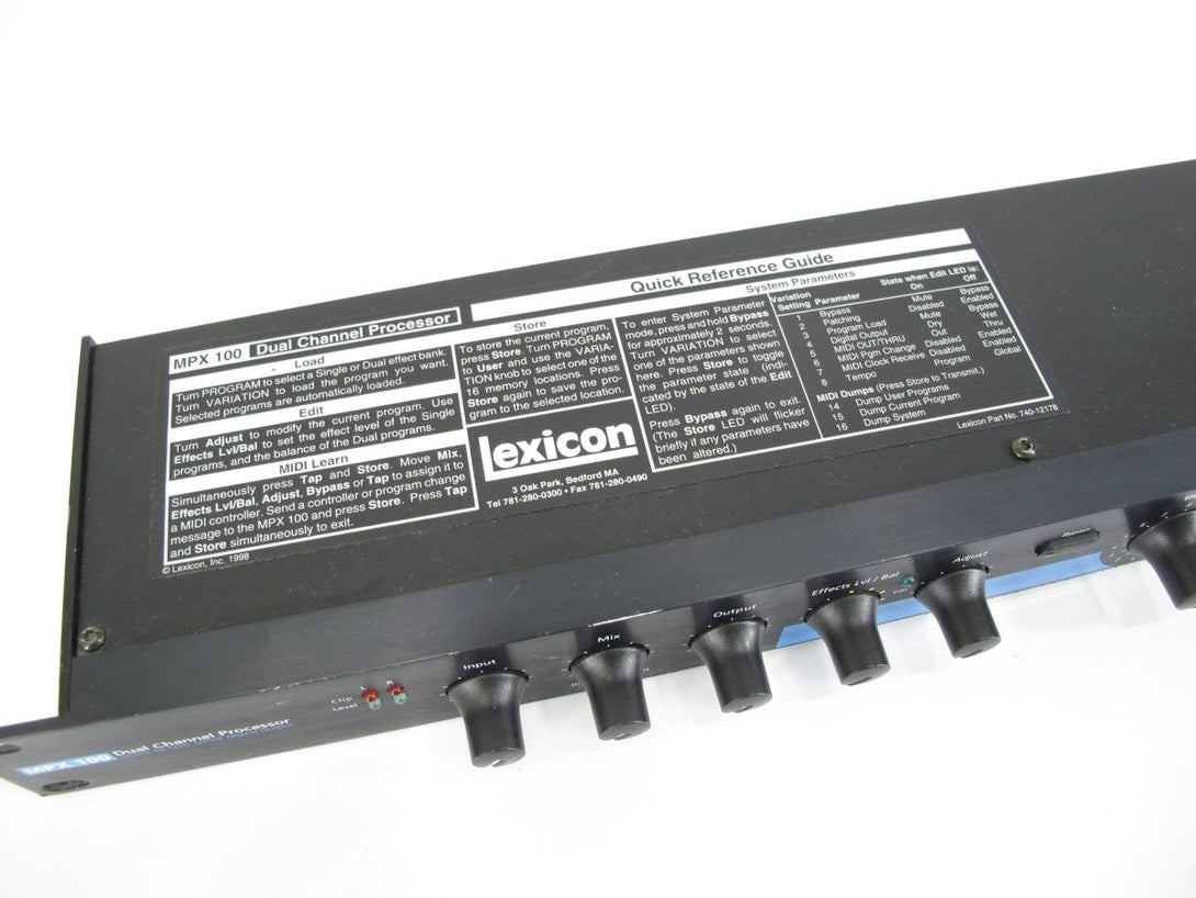 Lexicon MPX 100 2 Channel Rack Mount Muti Effects Processor - ZeereeZ
