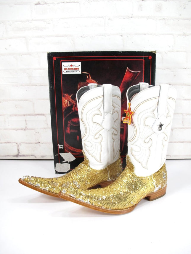Los Altos 964244 8.5 Unisex Mens 10 Women's Rodeo / Performance Gold Sequin Boots - ZeereeZ