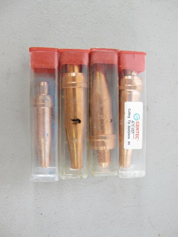 Lot of 4 Various Size Gentec Torch Tips Acetylene 1 2 3 4 - 1 - 101 New - ZeereeZ
