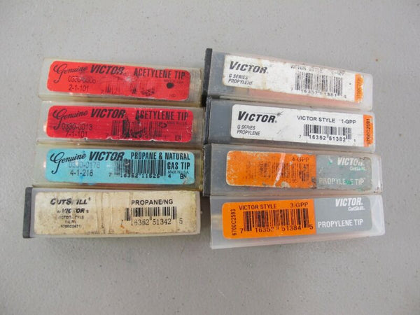 Lot of 8 Various Size Victor Torch Tips Propane Acetylene Natural Gas New - ZeereeZ