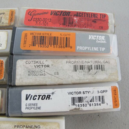 Lot of 9 Various Size Victor Torch Tips Propane Acetylene Natural Gas New - ZeereeZ