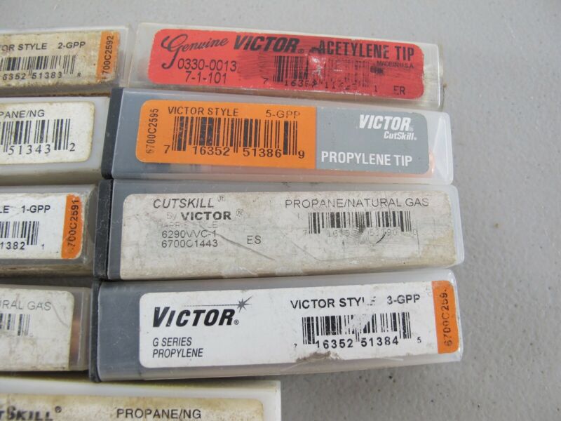 Lot of 9 Various Size Victor Torch Tips Propane Acetylene Natural Gas New - ZeereeZ