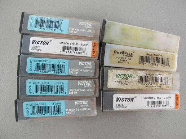Lot of 9 Various Size Victor Torch Tips Propane Propylene Natural Gas New 3 - GPN - ZeereeZ