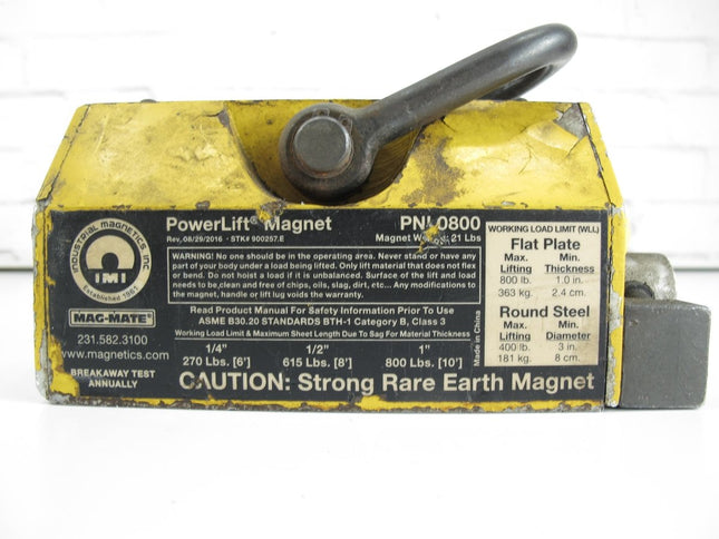 MAG - MATE PNL0800 Lifting Magnet PowerLift 800 lb Flat Cap. 400 lb Round - ZeereeZ