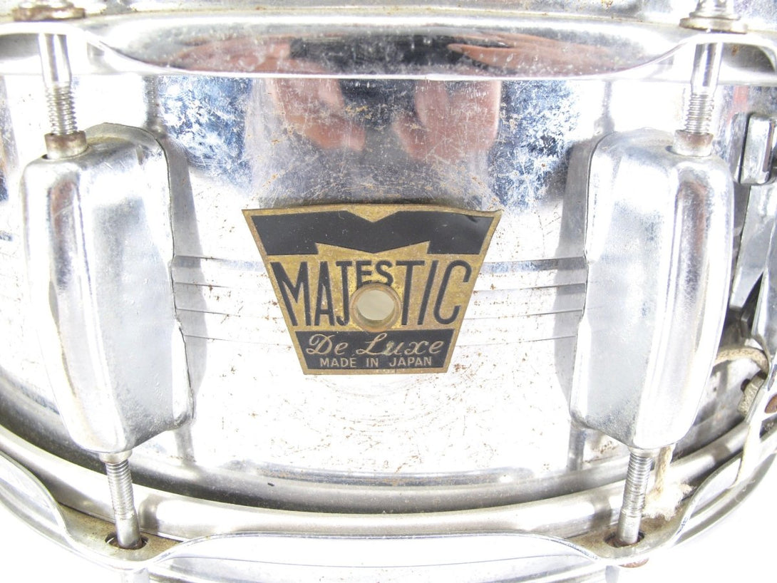 Majestic De Luxe Vintage 14 x 5.5 1970s 10 Lug Steel Snare Drum Japan - ZeereeZ