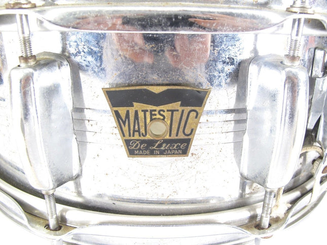 Majestic De Luxe Vintage 14 x 5.5 1970s 10 Lug Steel Snare Drum Japan - ZeereeZ