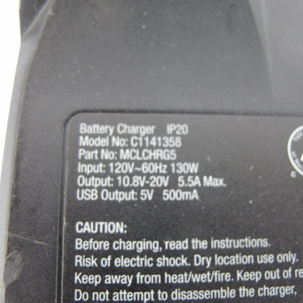 Matco C1141358 Infinium Li - ion Battery Charger 10.8v 12v 14.4v 18v 20v MCLCHRG5 - ZeereeZ