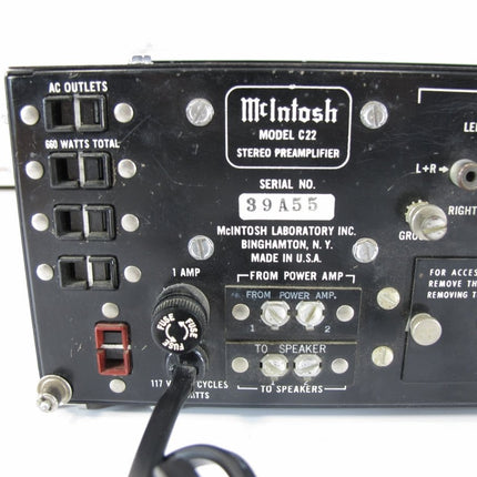 Mcintosh C22 Vintage Mid - Late 60s Stereo Vacuum Tube Preamplifier - ZeereeZ