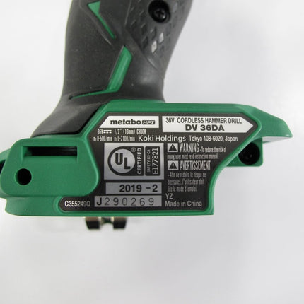 Metabo HPT 1/2" 36V Brushless Hybrid MultiVolt Hammer Drill DV36DA Kit - ZeereeZ
