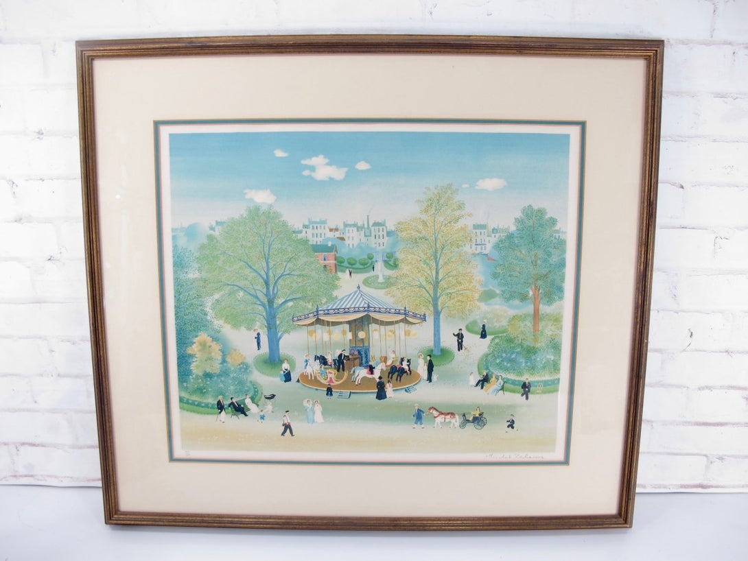 Michel Delacroix Lithograph "Carousel en Parc Monceau" Signed & Numbered - ZeereeZ