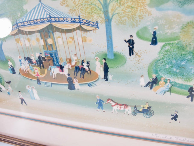 Michel Delacroix Lithograph "Carousel en Parc Monceau" Signed & Numbered - ZeereeZ