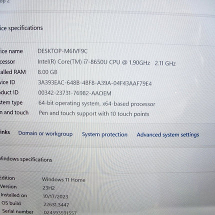 Microsoft Surface 2 1769 13.5" i7 - 8650U 1.90 8GB RAM 256GB SSD Win 11 - ZeereeZ