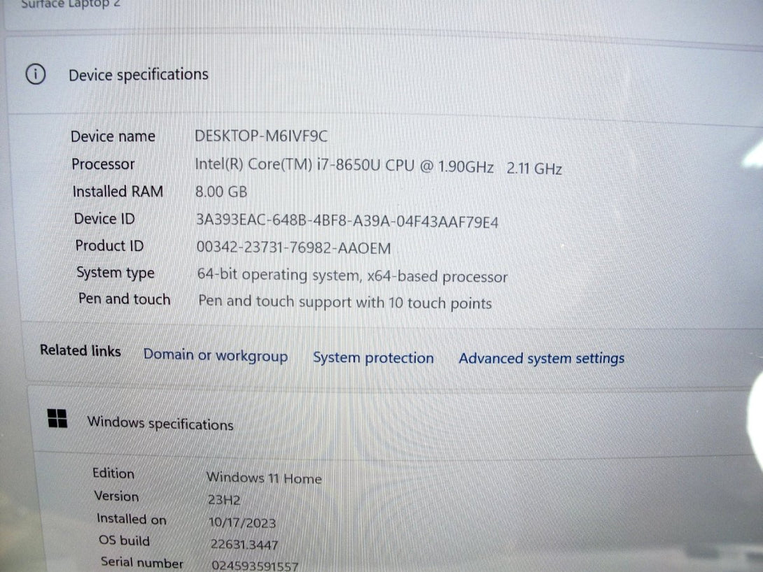 Microsoft Surface 2 1769 13.5" i7 - 8650U 1.90 8GB RAM 256GB SSD Win 11 - ZeereeZ