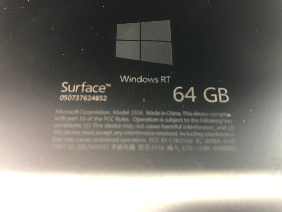 Microsoft Surface RT 1516 64GB Windows RT 8.1 10.6'' Tablet Black - ZeereeZ