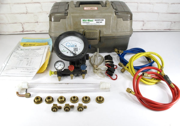 Midwest Instrument 845 - 5 Backflow Preventer Test Kit w/ Valves Calibrated 2021 - ZeereeZ