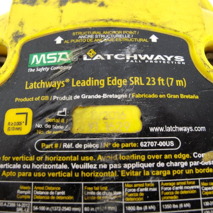 MSA Latchways 62707 - 00US 7m 23ft Self - Retracting Lanyard Fall Protection - ZeereeZ