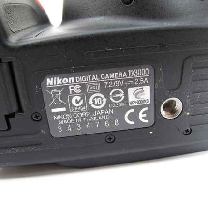 Nikon D3000 10.2MP Digital SLR Camera Body w/ Battery & Charger - ZeereeZ