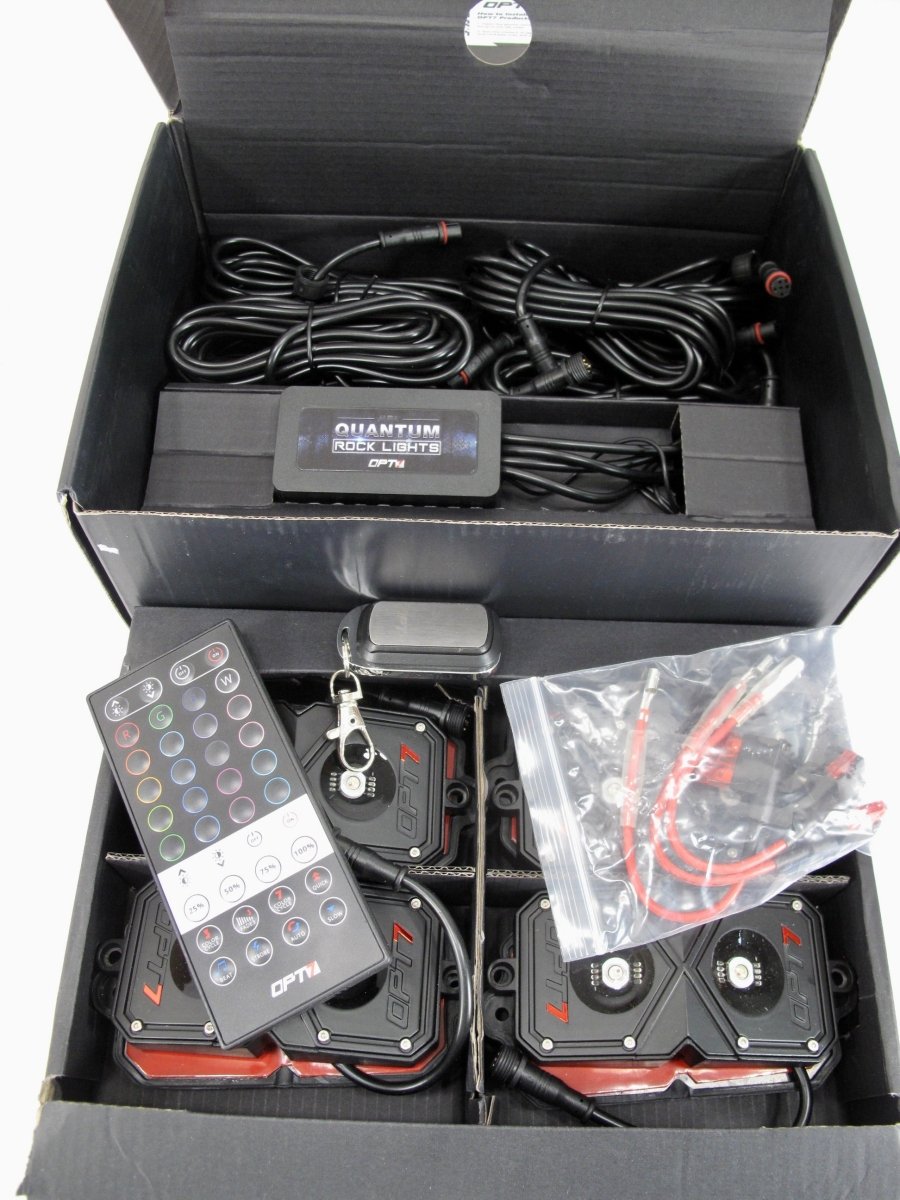 OPT7 4PC AURA Quantum LED Rock Light Kit Multi - Color+White RGBW Pods w/ Remote - ZeereeZ